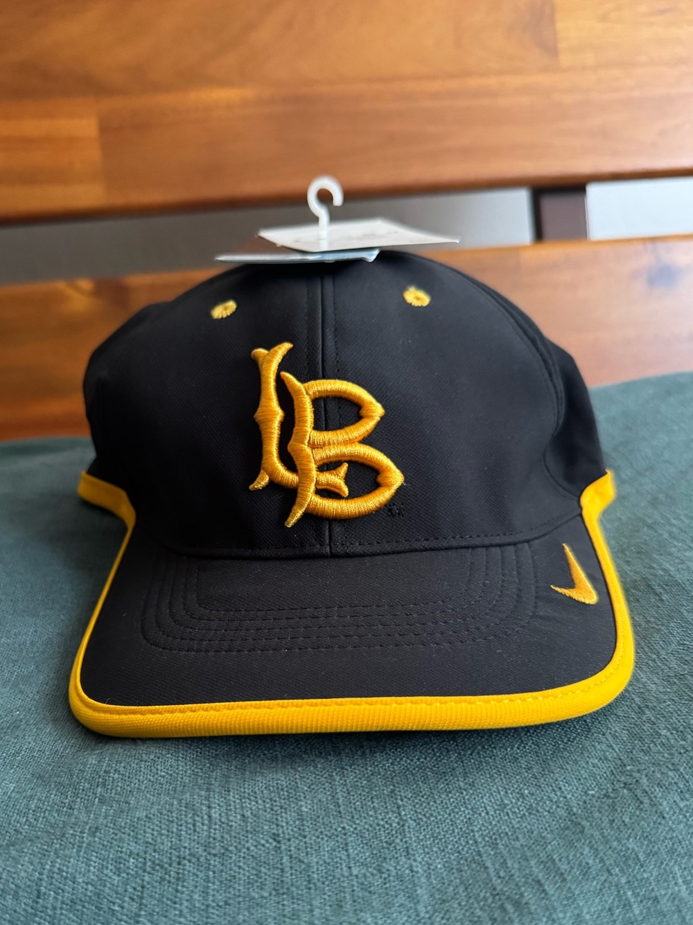NIKE DRI-FIT for CSULB Black Hat with Yellow Embroidered LB Logo